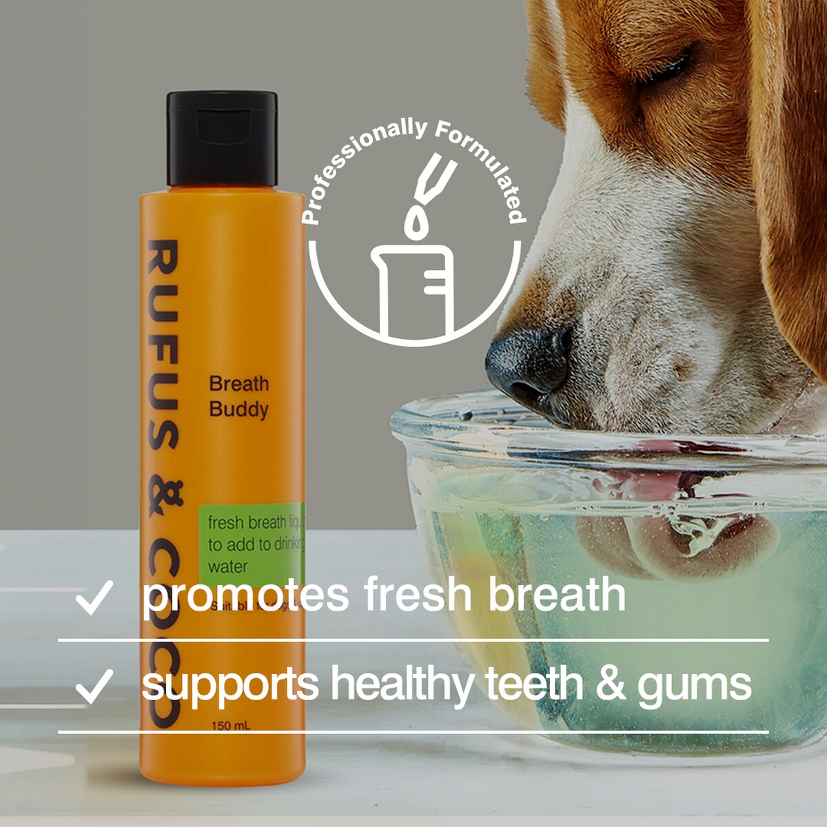 Rufus & Coco Dog Breath Buddy Water Additive 150ml