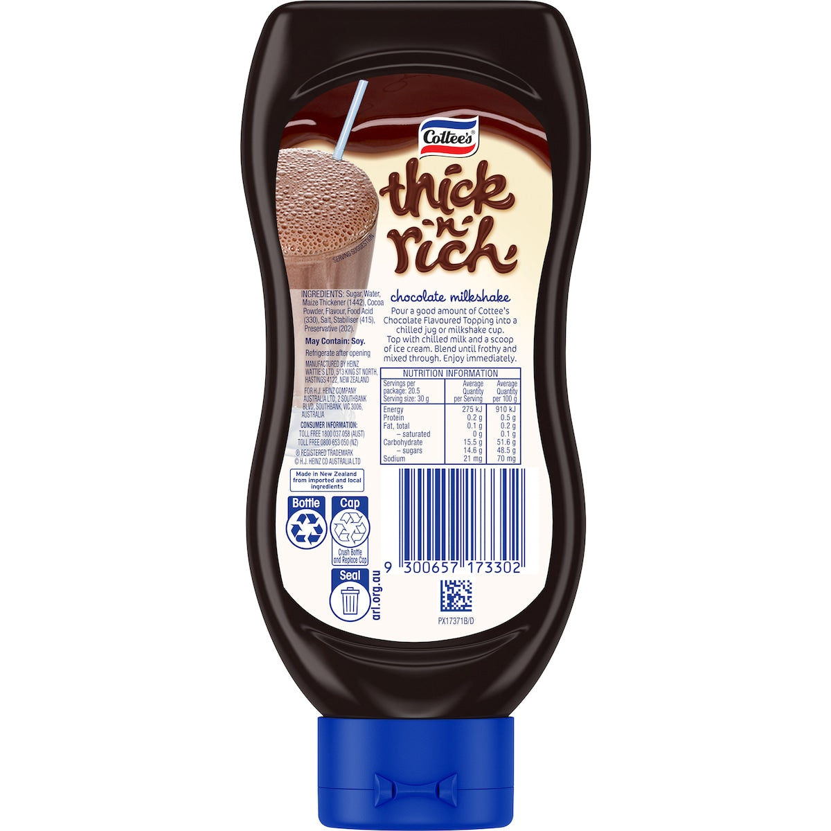 Cottees Thick n Rich Chocolate Sauce Ice Cream Topping 615g