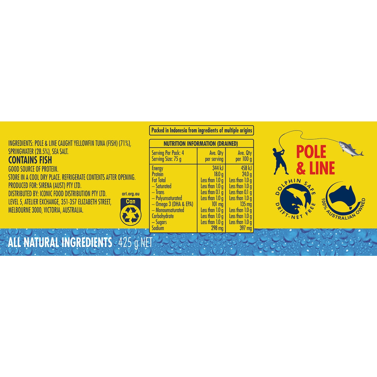 Sirena Tuna In Springwater 425g