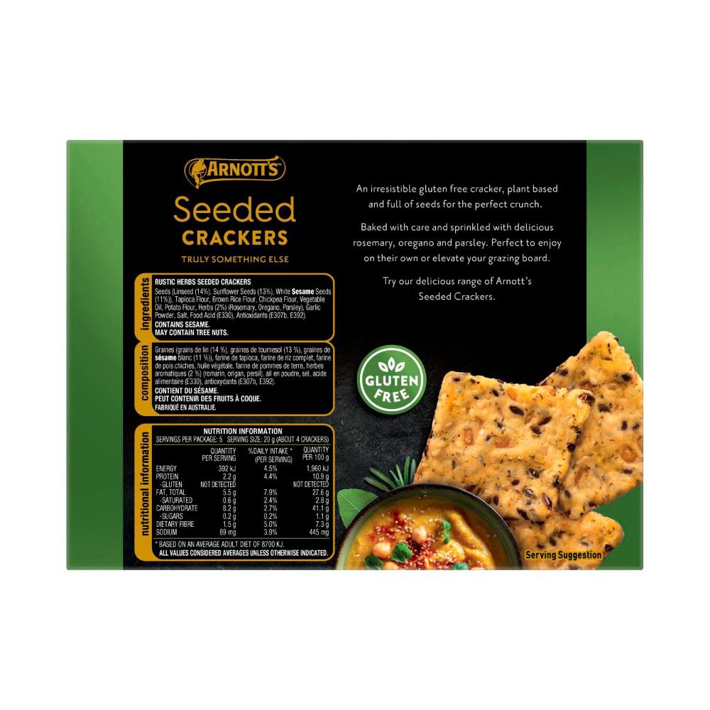 Arnott's Gold Label Seeded Crackers Herb - 100g