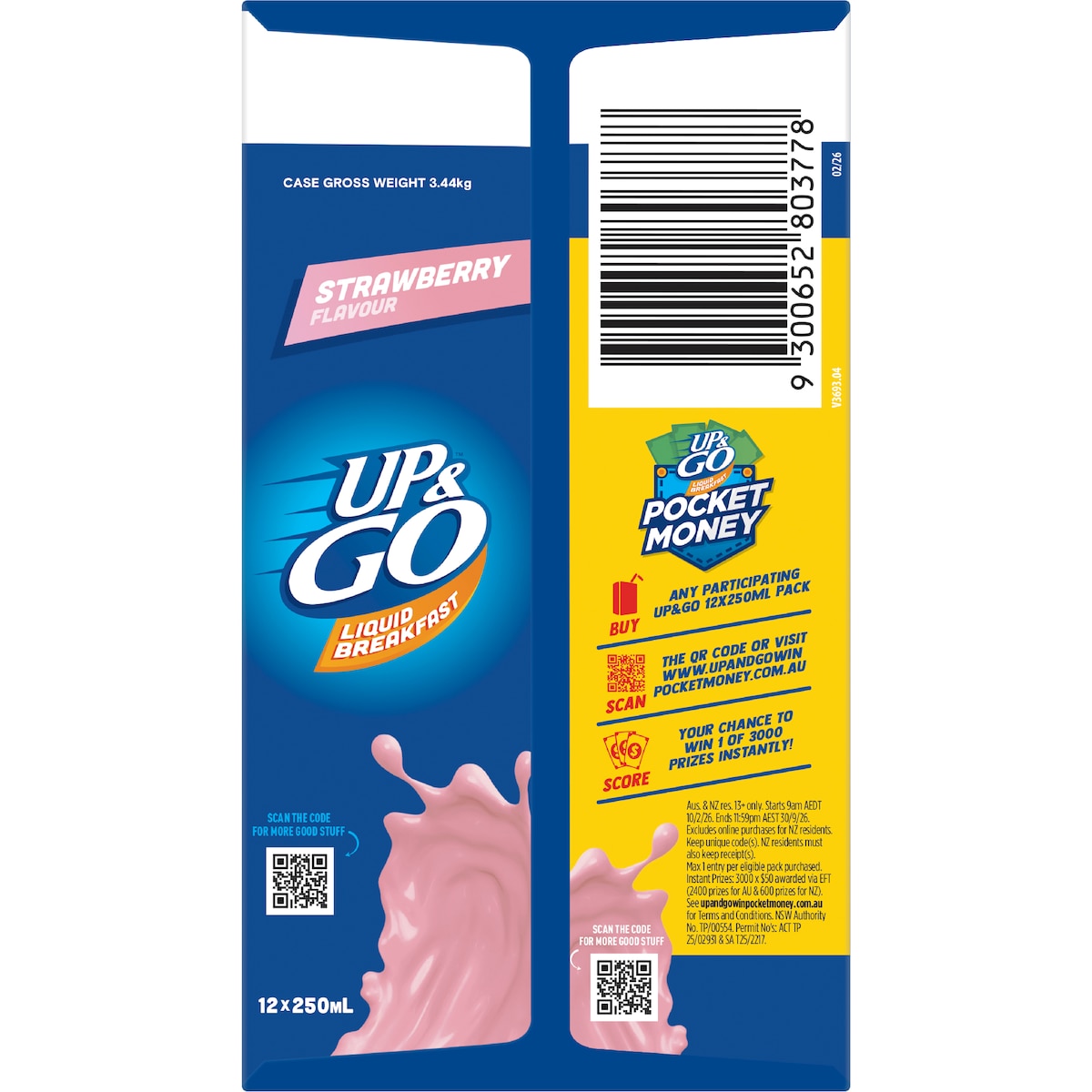 Up&go Liquid Breakfast Strawberry 250ml X 12 Pack