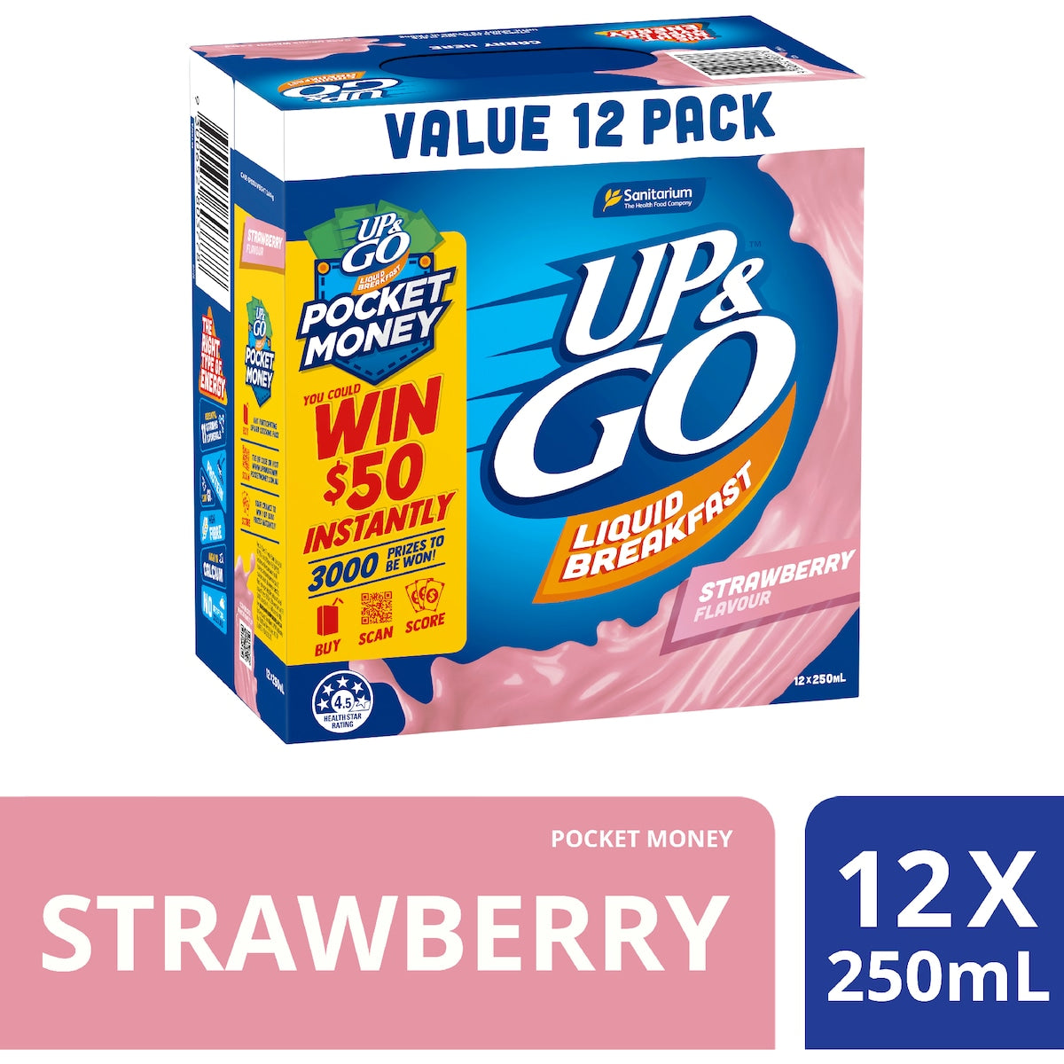 Up&go Liquid Breakfast Strawberry 250ml X 12 Pack