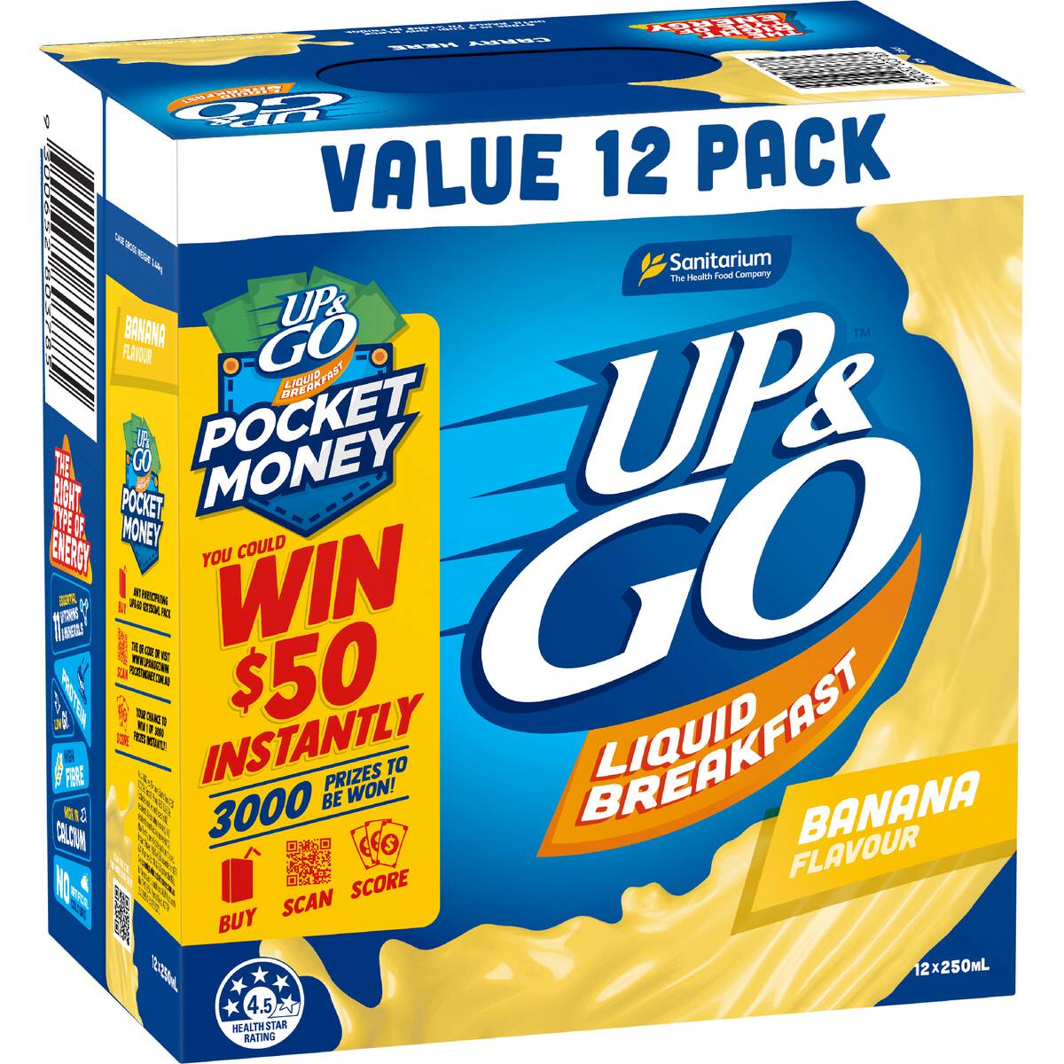 Up&go Liquid Breakfast Banana 250ml X 12 Pack