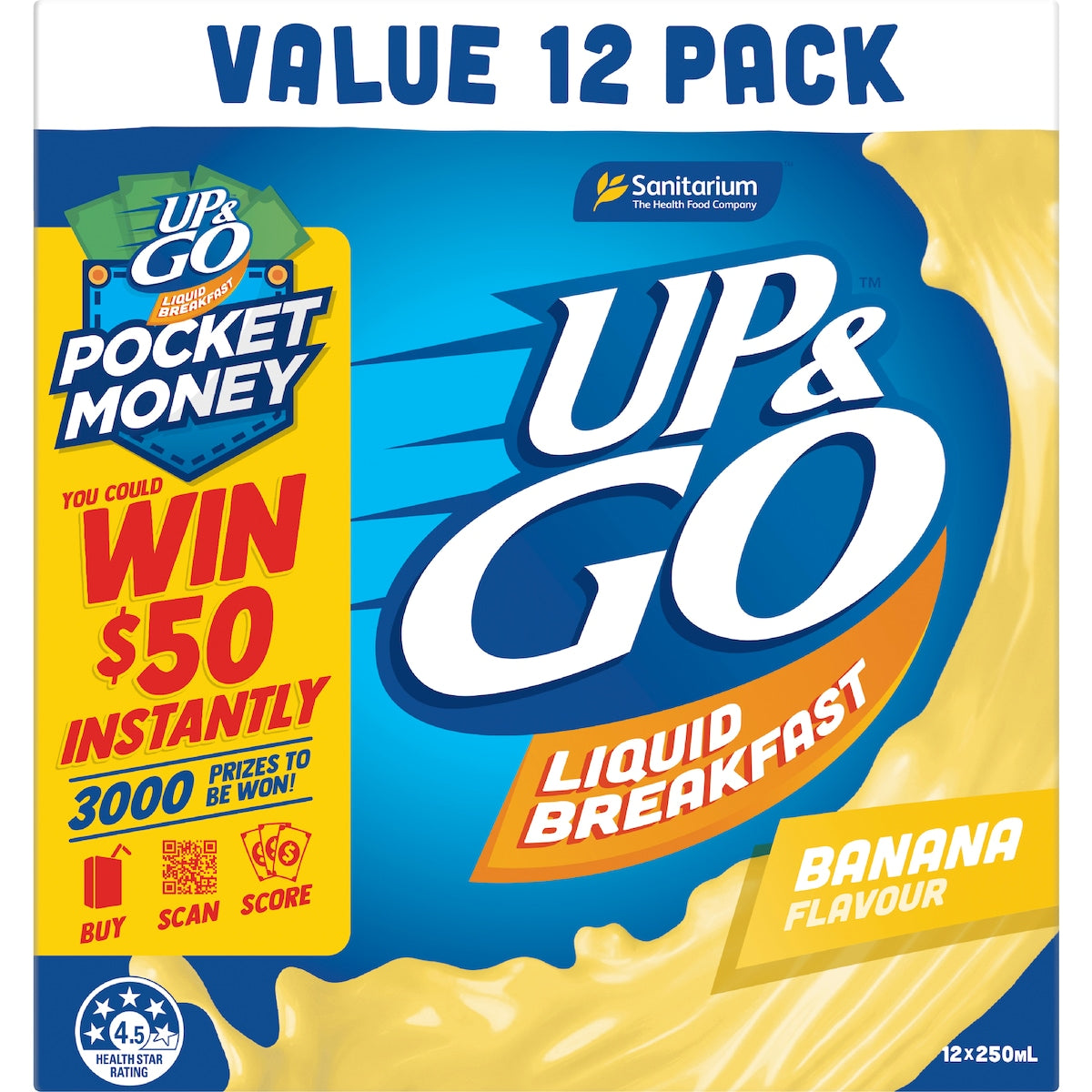 Up&go Liquid Breakfast Banana 250ml X 12 Pack