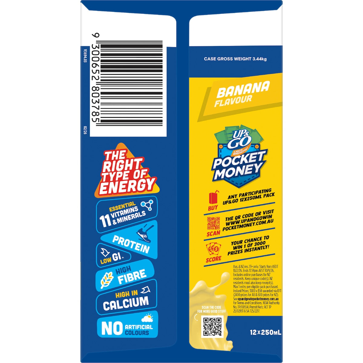 Up&go Liquid Breakfast Banana 250ml X 12 Pack