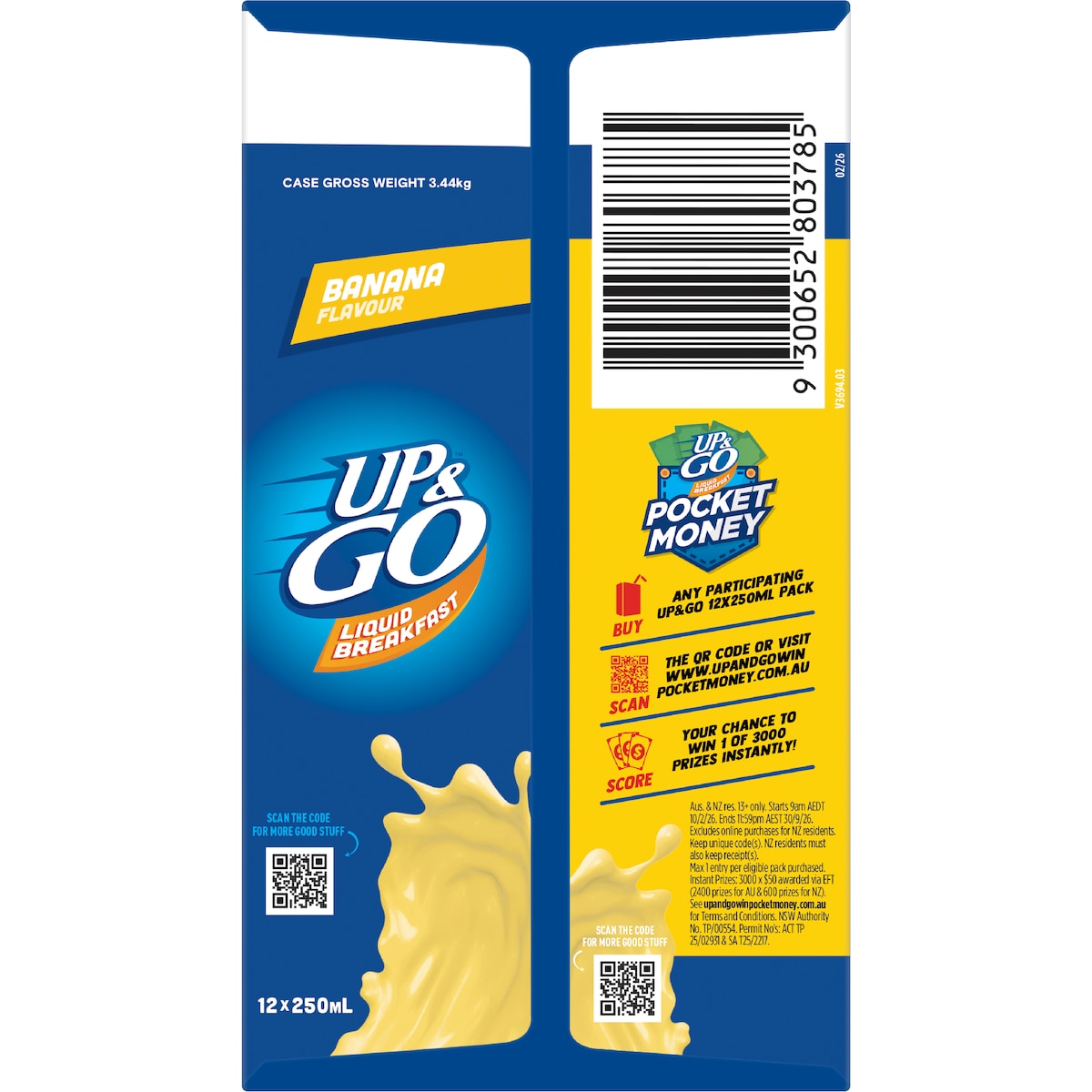 Up&go Liquid Breakfast Banana 250ml X 12 Pack