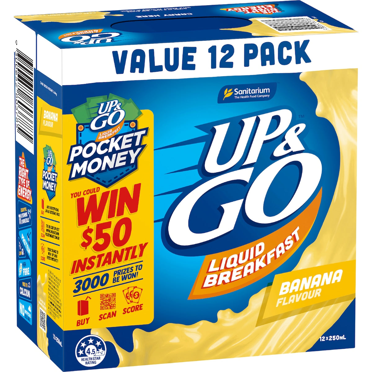 Up&go Liquid Breakfast Banana 250ml X 12 Pack