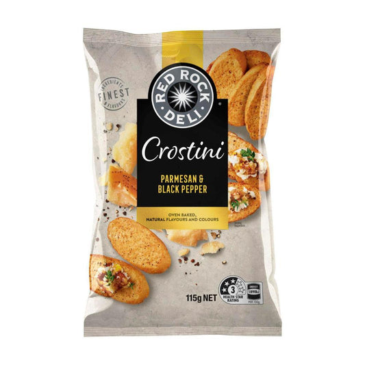 Red Rock Deli Crostini Crackers Parmersan & Black Pepper - 115g