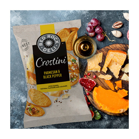 Red Rock Deli Crostini Crackers Parmersan & Black Pepper - 115g