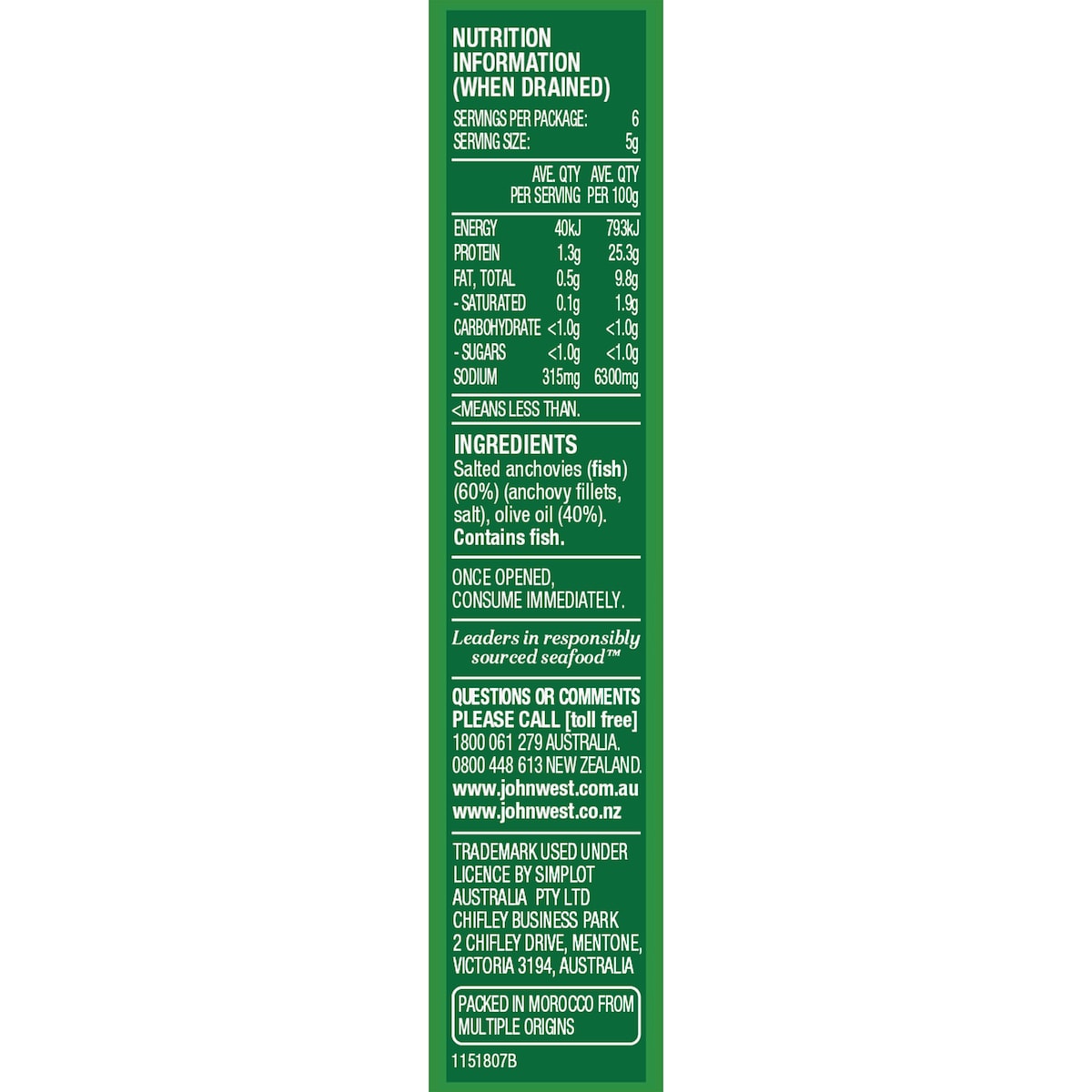 John West Anchovies 45g