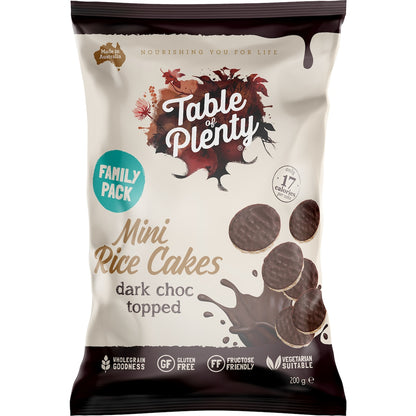 Table Of Plenty Mini Rice Cakes Dark Choc Topped Family Pack 200g