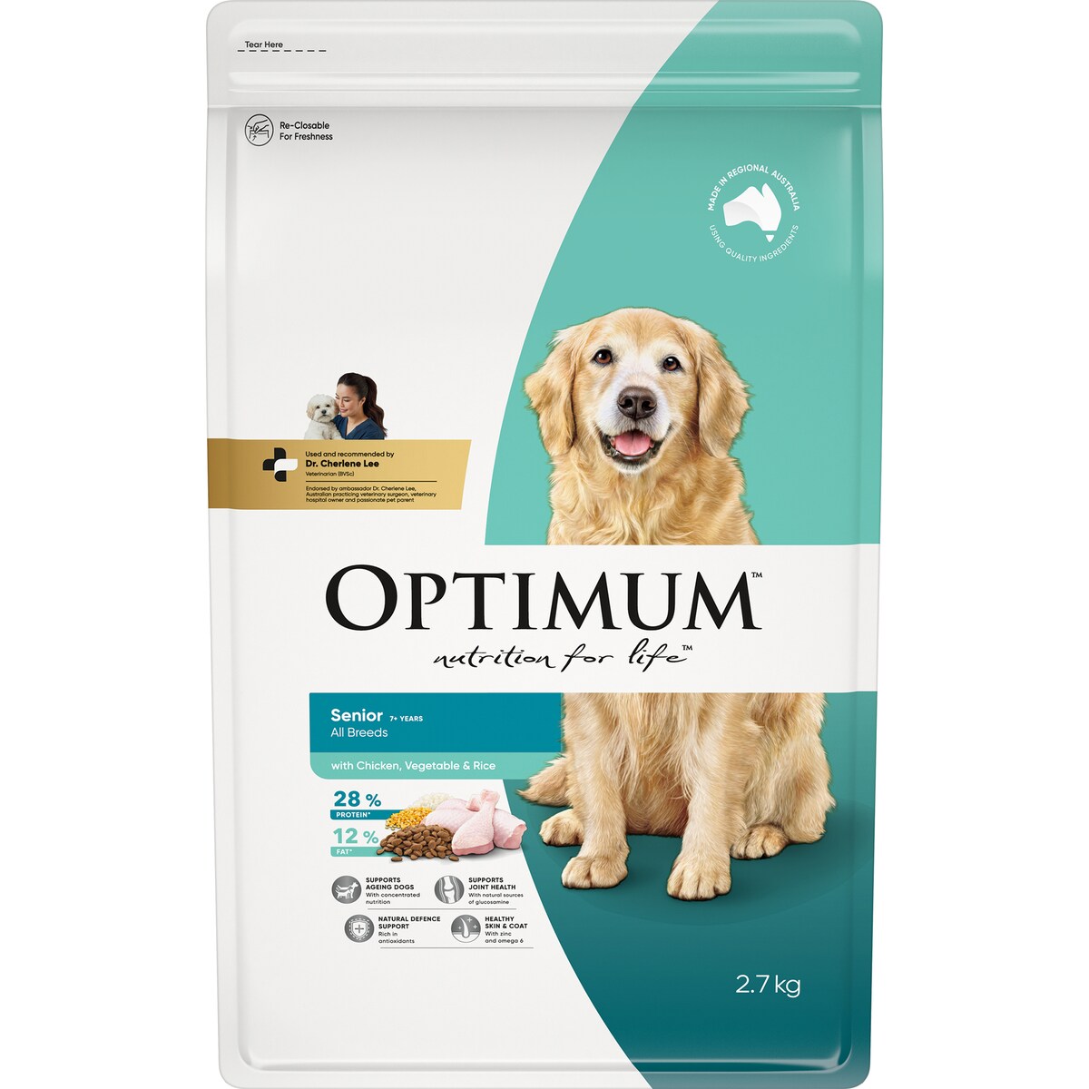 Optimum Senior All Breeds Dry Dog Food Chicken, Vegetables & Rice 2.7kg