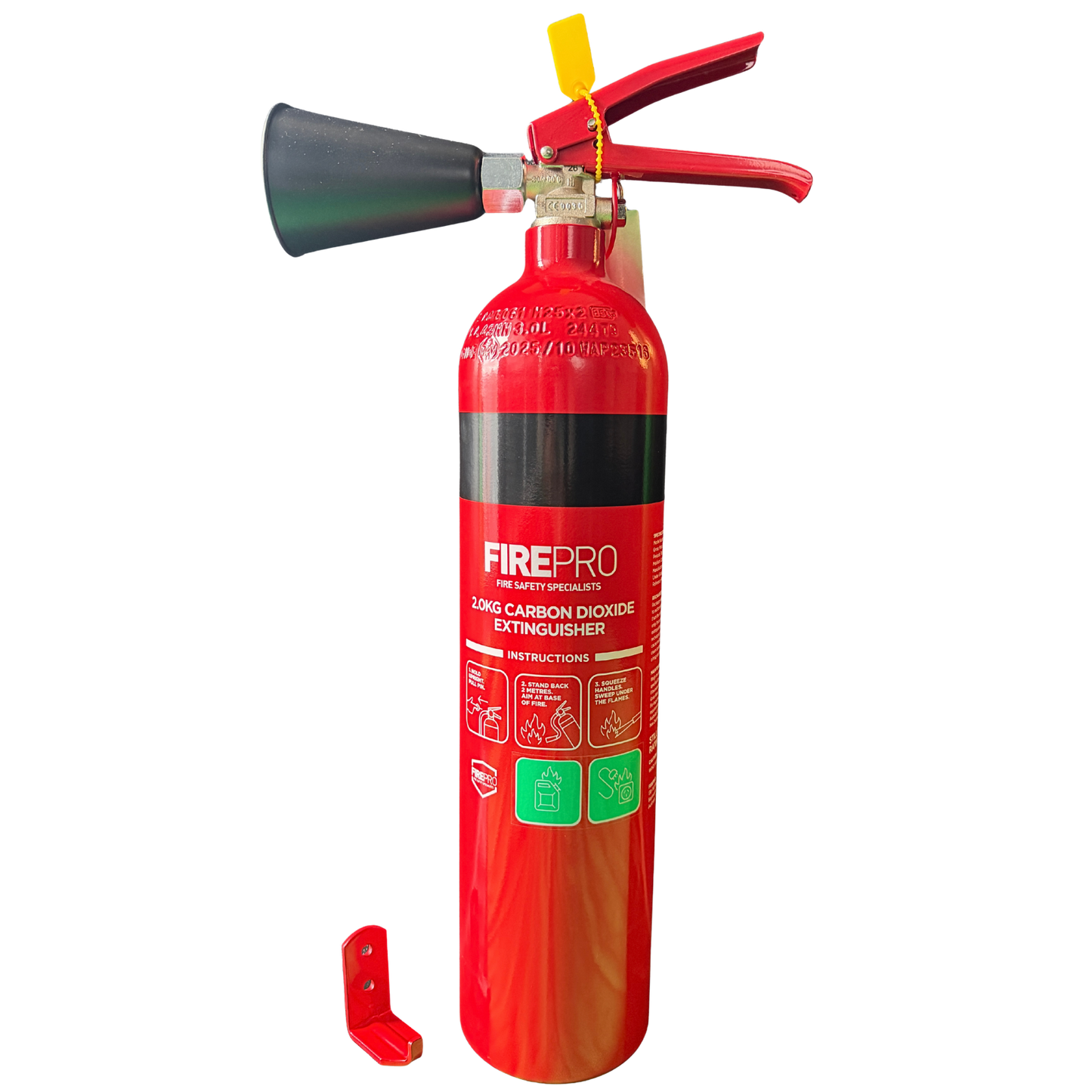 Firepro CO2 Fire Extinguisher - 2kg - 110 x 530mm