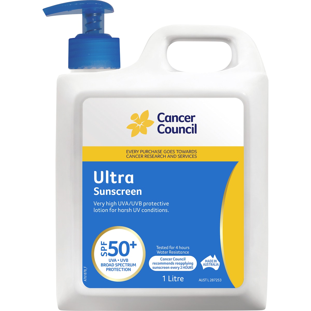 Cancer Council Spf 50+ Ultra Sunscreen Pump 1l