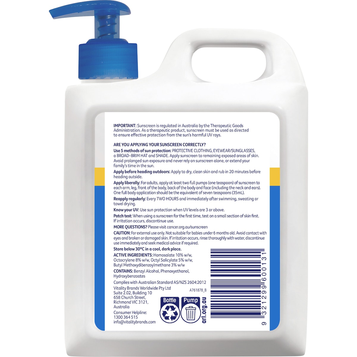Cancer Council Spf 50+ Ultra Sunscreen Pump 1l