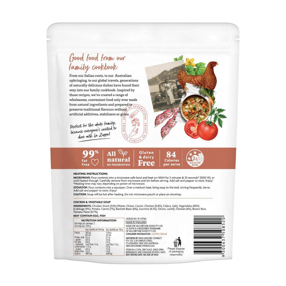 La Zuppa Soup Pouch Tuscan Chicken Vegetable & Rice - 400g