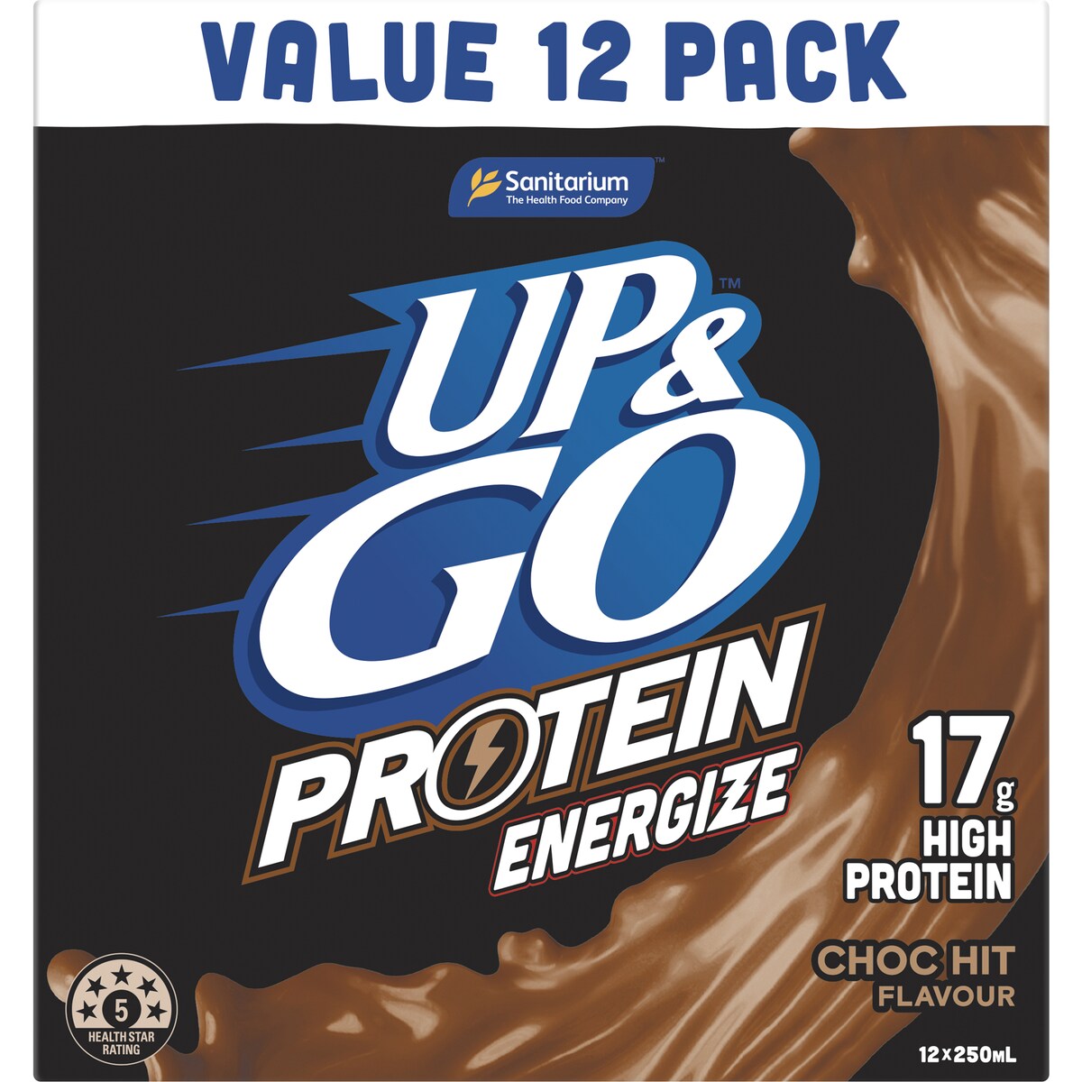Sanitarium Up&Go Protein Energize Choc 250ml x12 Pack
