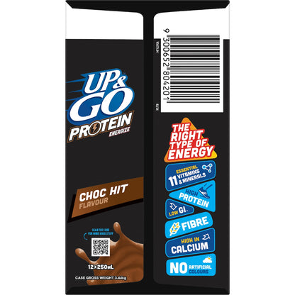 Up&go Protein Energize Liquid Breakfast Choc 250ml X 12 Pack