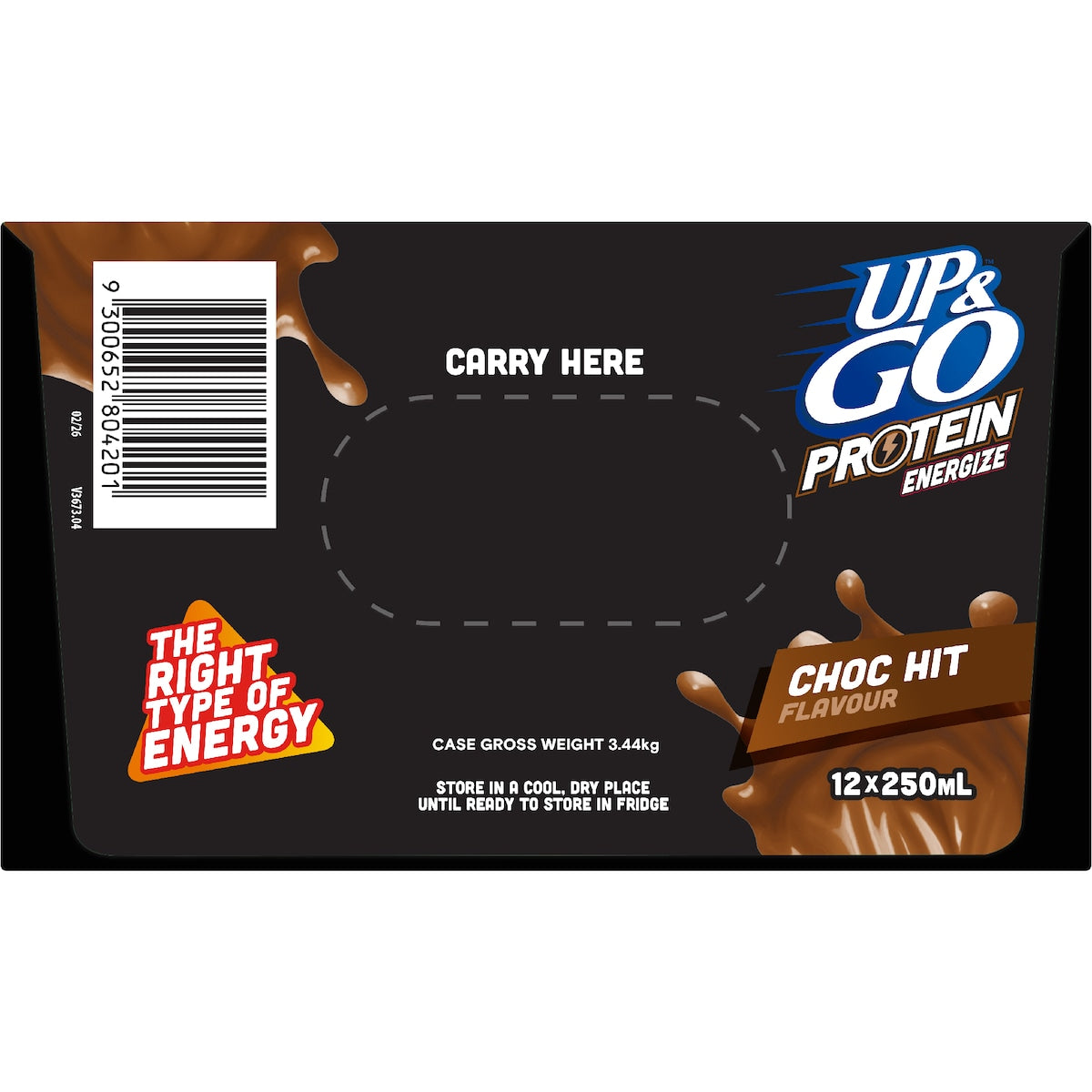 Up&go Protein Energize Liquid Breakfast Choc 250ml X 12 Pack