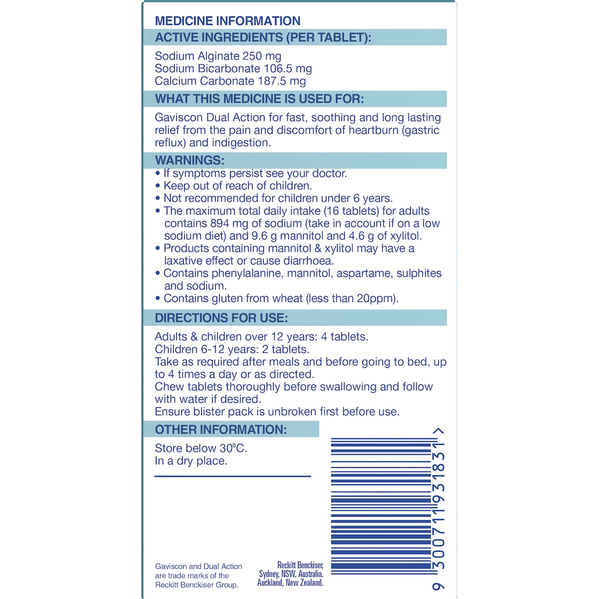 Gaviscon Dual Action Heartburn & Indigestion Chewable Tablets 32 Pack