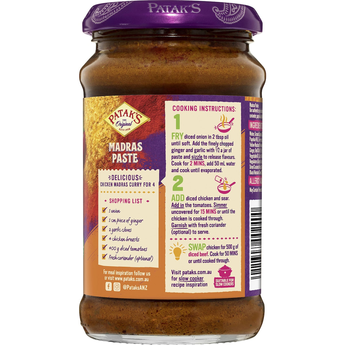 Pataks Paste Curry Madras 283g