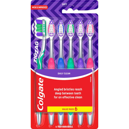 Colgate Toothbrush Zig Zag Soft Daily Clean Value 6 Pack