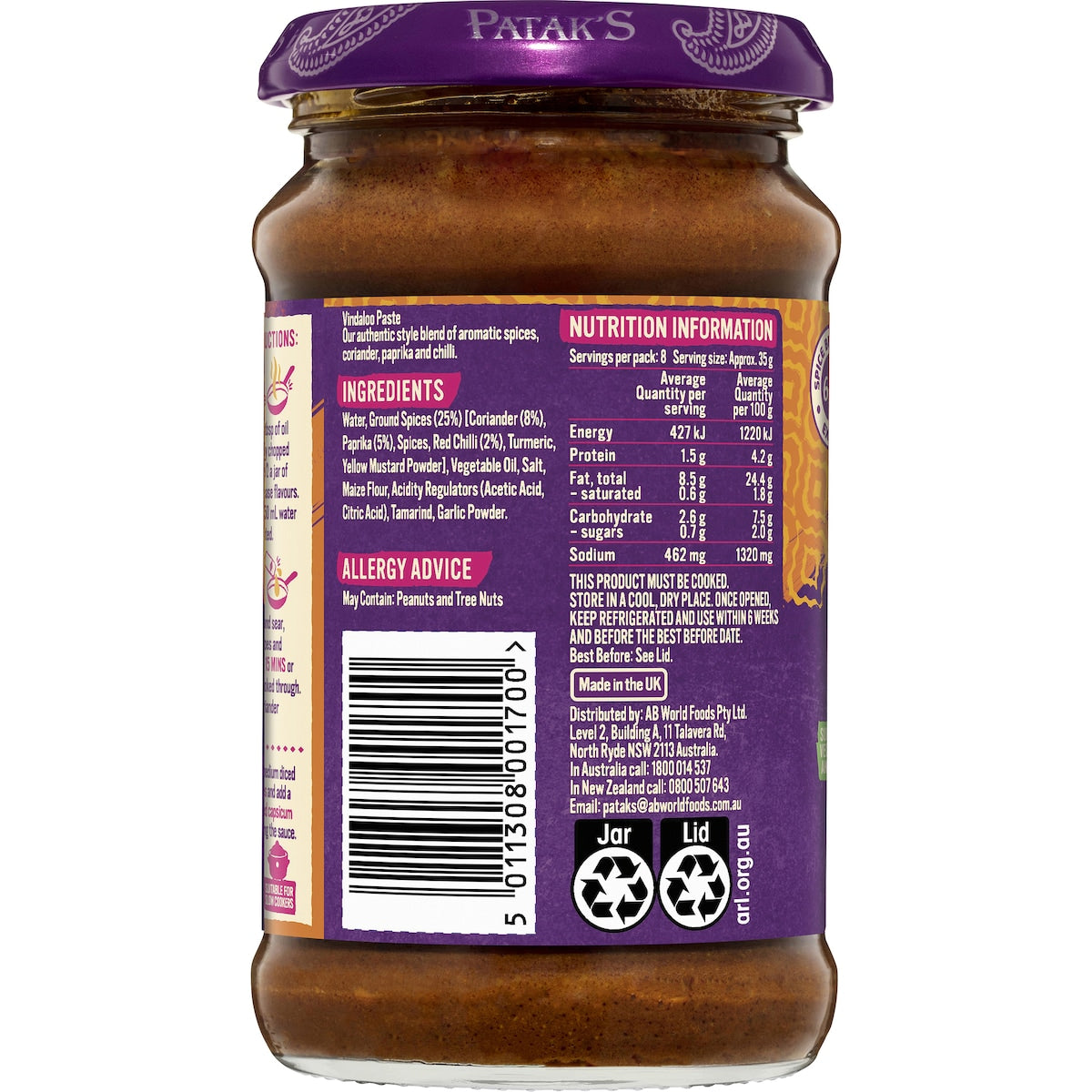 Pataks Paste Curry Vindaloo 283g