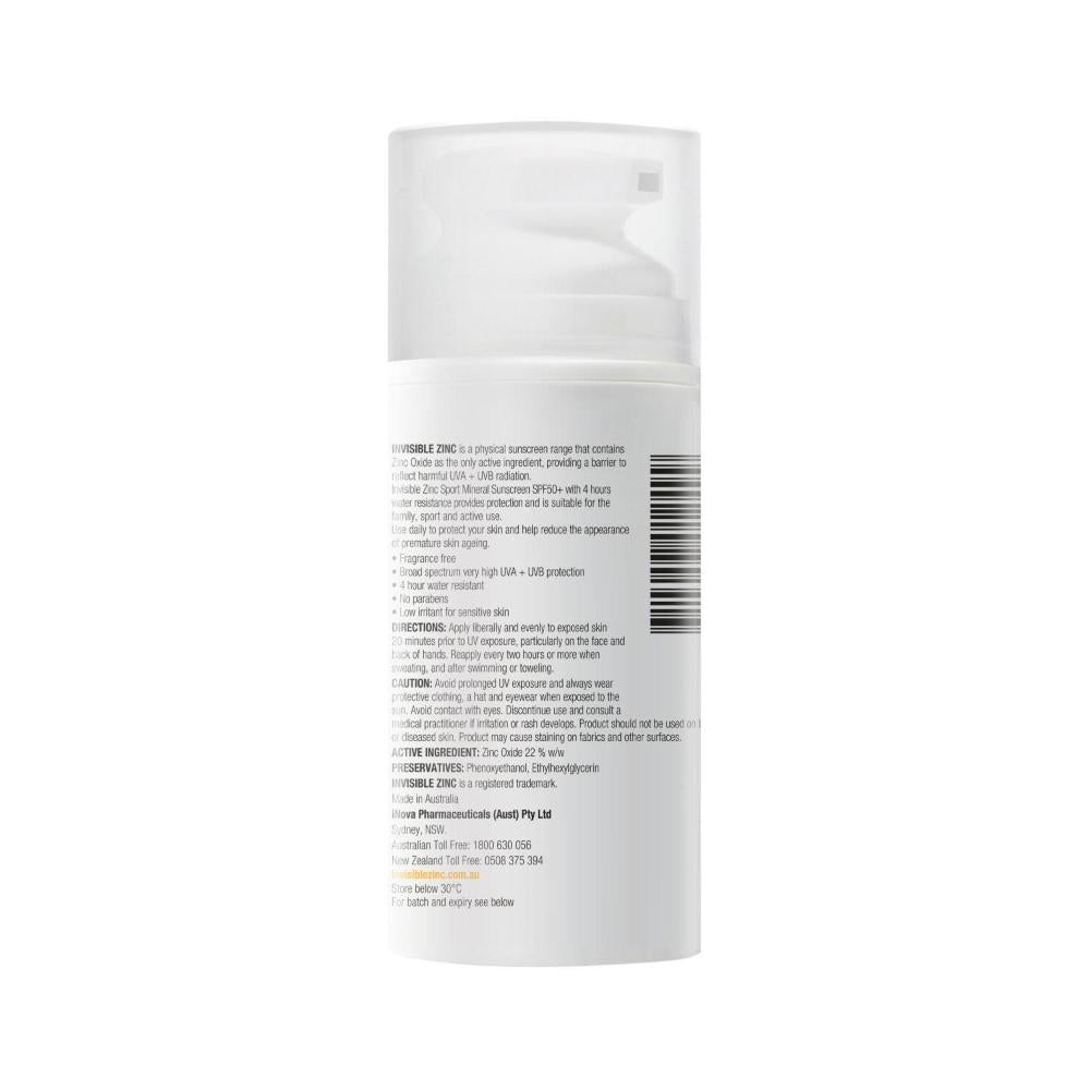 Invisible Zinc 4hr Water Resistant Spf 50+ - 100mL