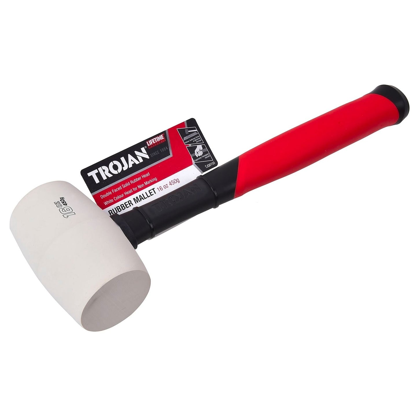 Trojan Fibreglass Rubber Mallet - 16oz - 450g - White