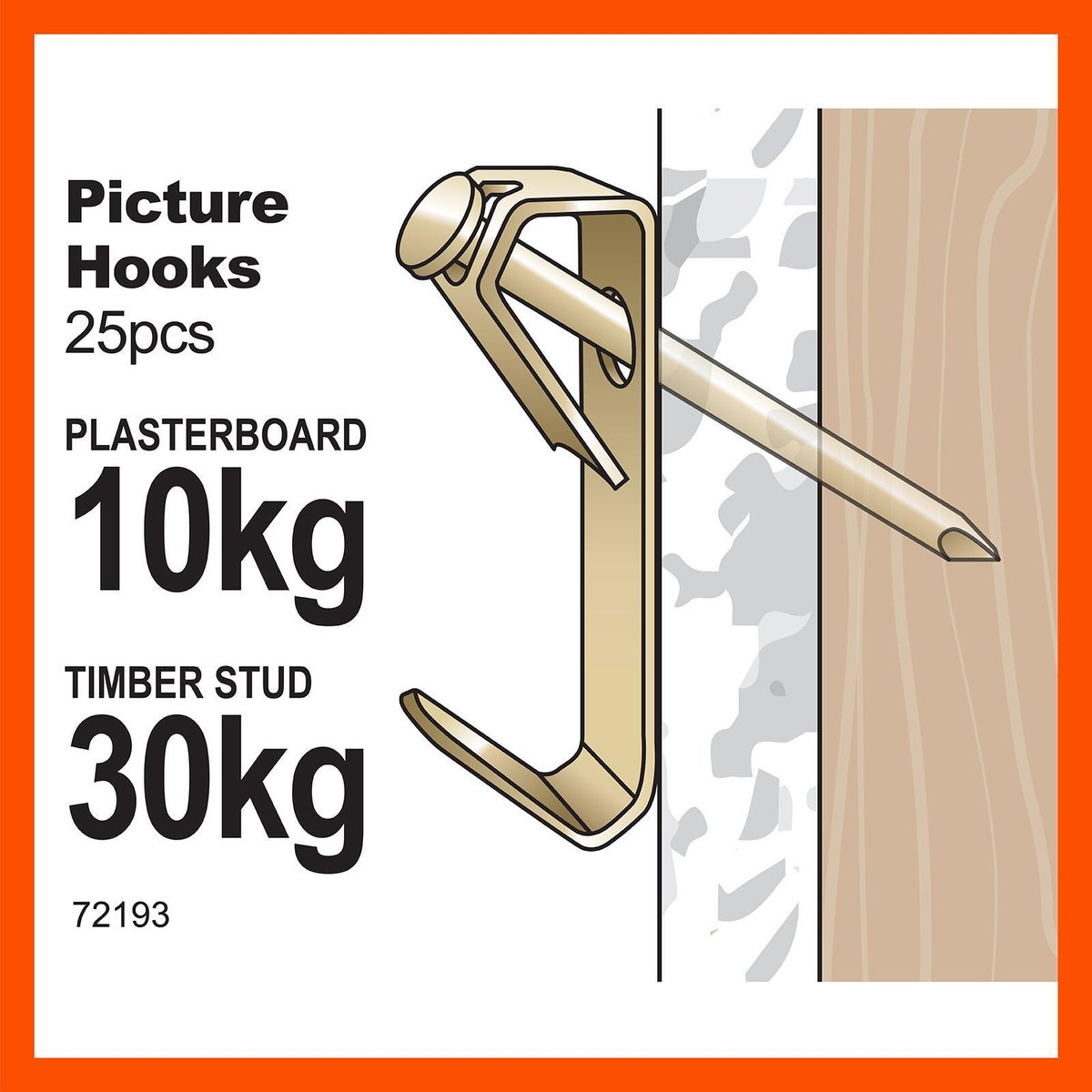 Everhang Picture Hanging - 30kg - Brass Plated - Heavy Duty - 25 Pack