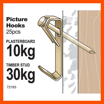 Everhang Picture Hanging - 30kg - Brass Plated - Heavy Duty - 25 Pack