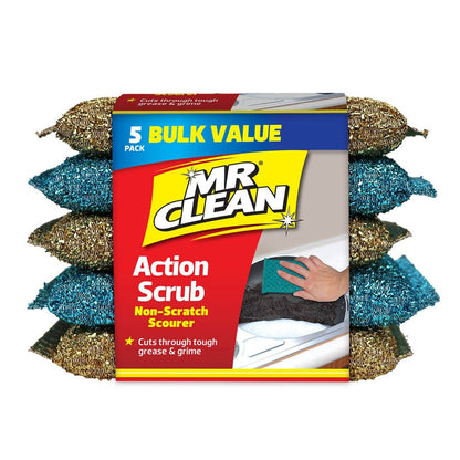 Mr Clean Action Scrub Nonscratch Scourer - 5 Pack