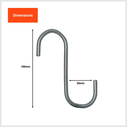 Taskmaster Steel S Hook - 100 x 30 x 5mm - 4 Pack