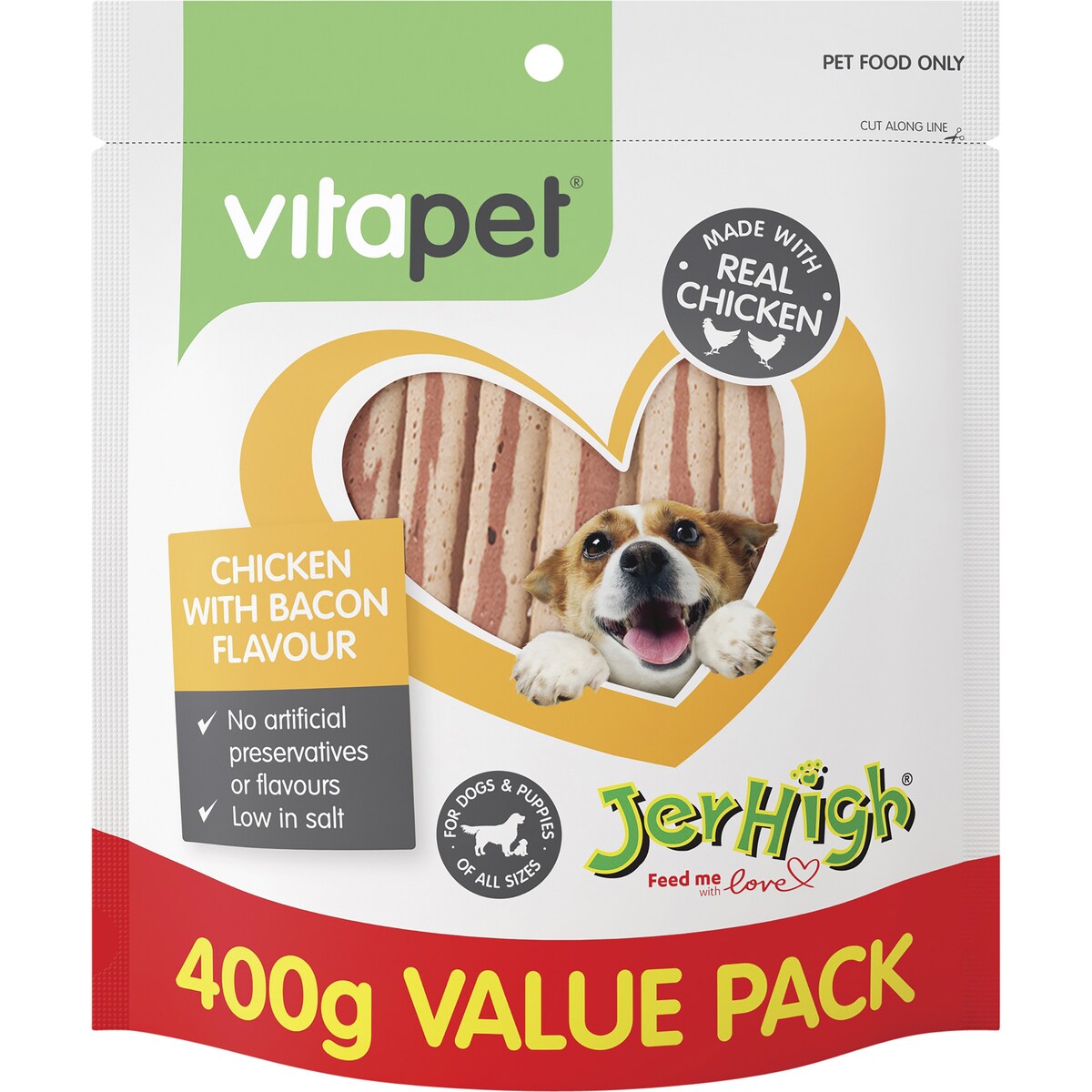 VitaPet Jerhigh Dog Treats Chicken With Bacon Flavour 400g