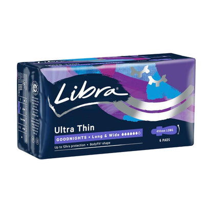 Libra Ultra Thin Pads Goodnights Long & Wide - 6 pack