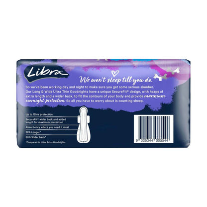 Libra Ultra Thin Pads Goodnights Long & Wide - 6 pack