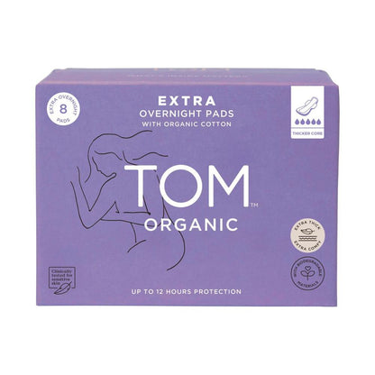 TOM Organic Pads Extra Thick Overnight - 8 pack