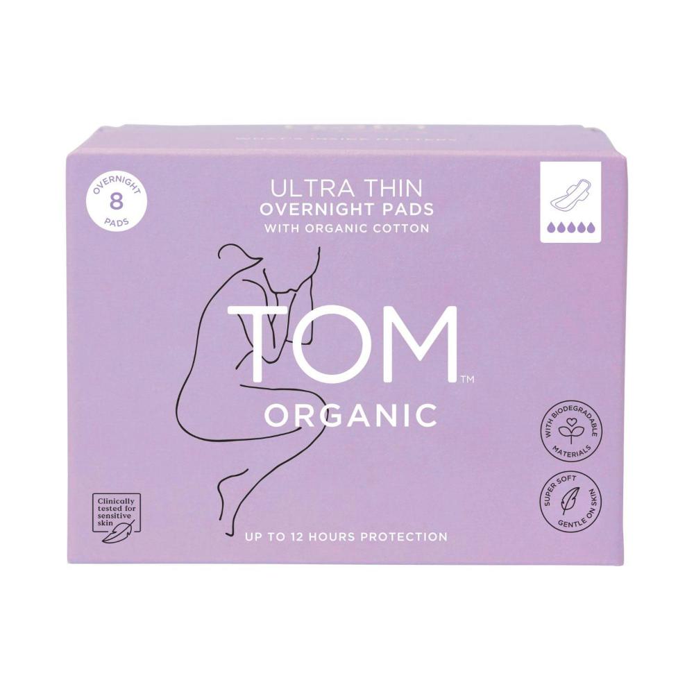 Tom Organic Pads Ultra Thin Overnight - 8 pack