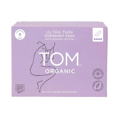 Tom Organic Pads Ultra Thin Overnight - 8 pack