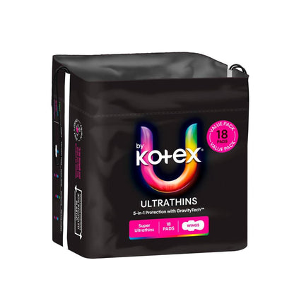 U By Kotex Ultra Thin Pads With Wings Super - 18 pack