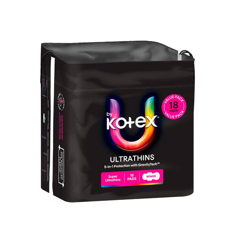 U By Kotex Ultra Thin Pads With Wings Super - 18 pack