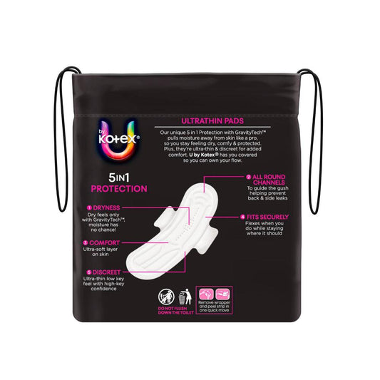 U By Kotex Ultra Thin Pads With Wings Super - 18 pack