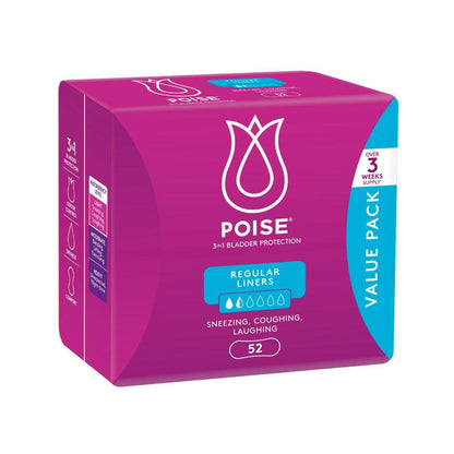 Poise Liners For Bladder Leaks Regular - 52 pack