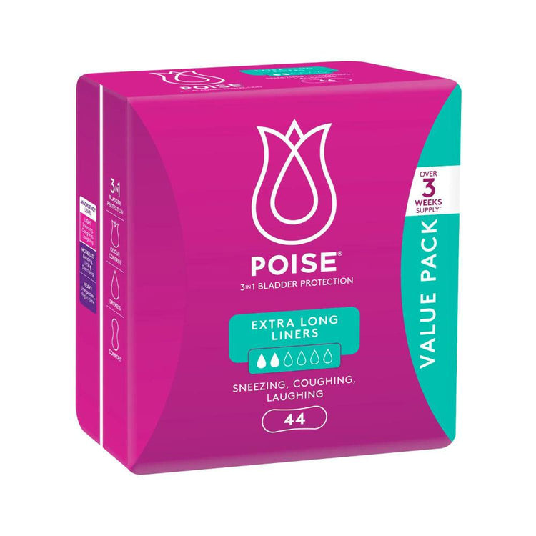 Poise Liners For Bladder Leaks Extra Long - 44 pack