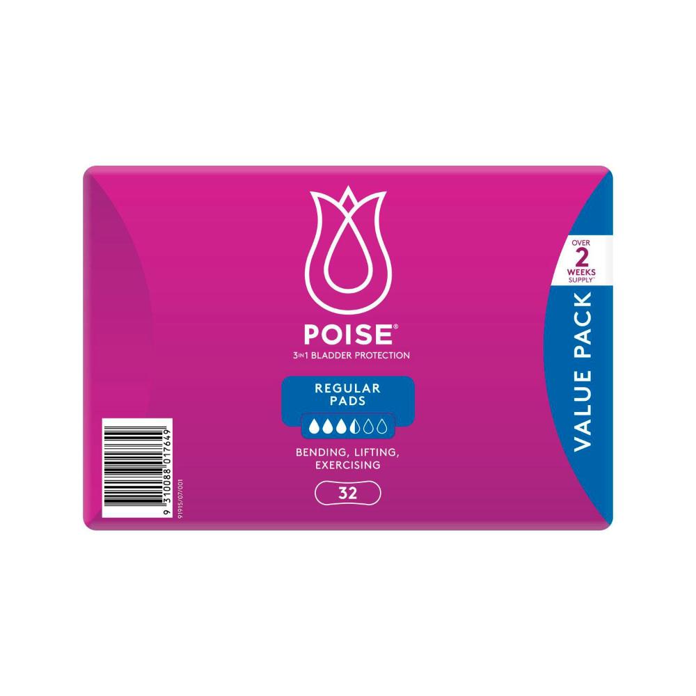 Poise Pads For Bladder Leaks Regular - 32 pack