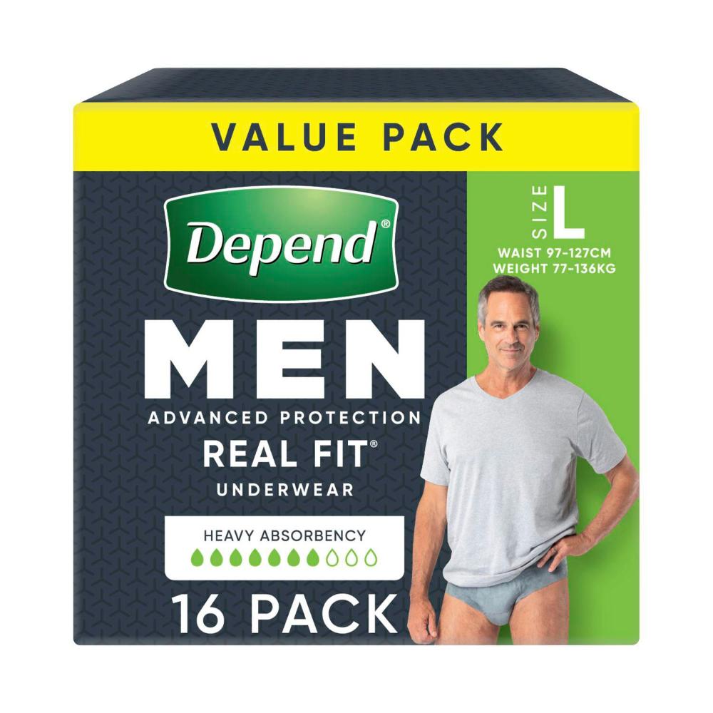 Depend Men Real Fit Underwear Large - 16 pack