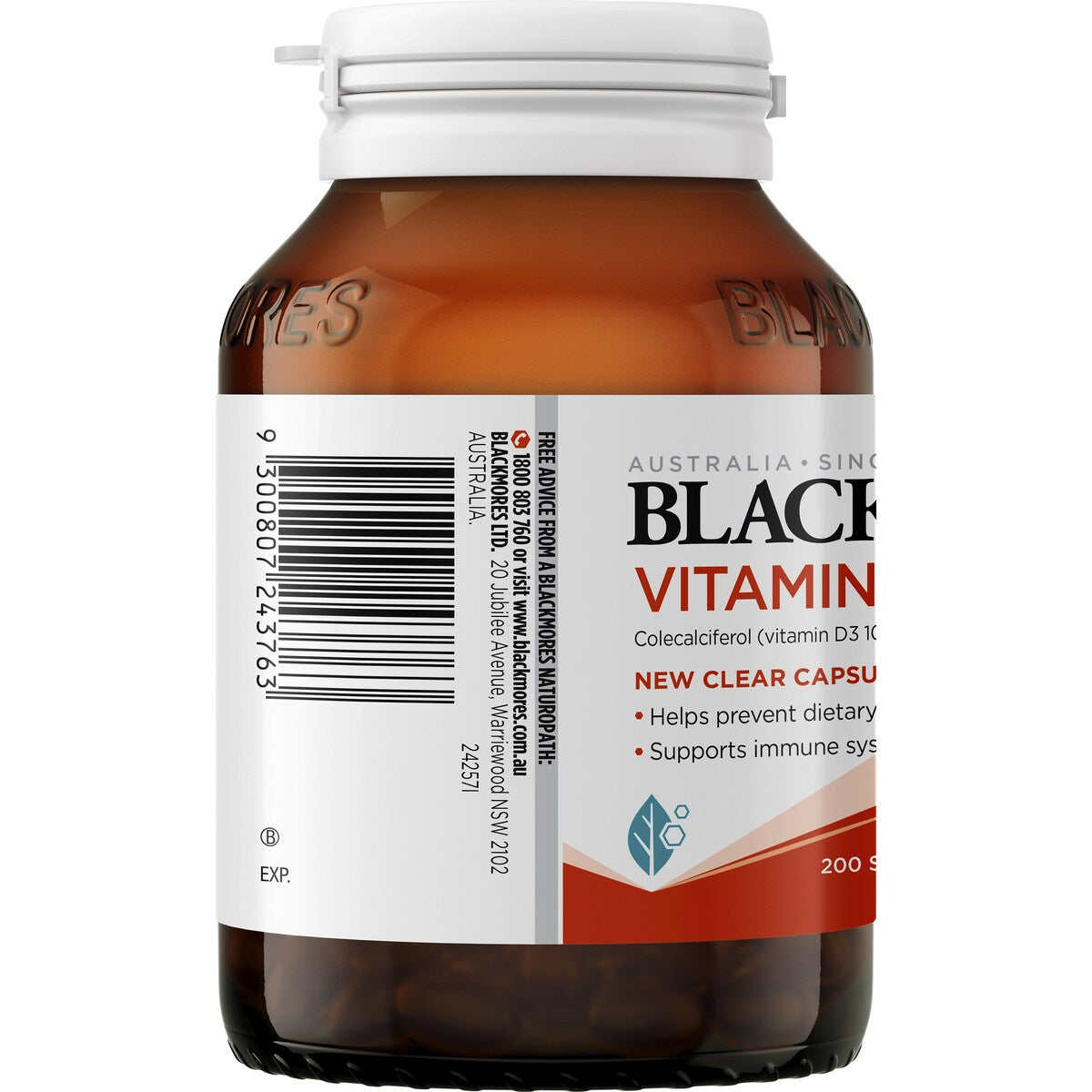 Blackmores Vitamin D3 1000IU Bone Health Immunity Capsules 200 pack