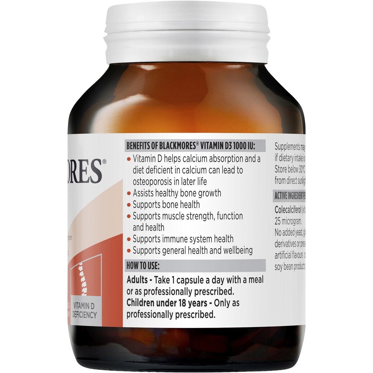 Blackmores Vitamin D3 1000IU Bone Health Immunity Capsules 200 pack