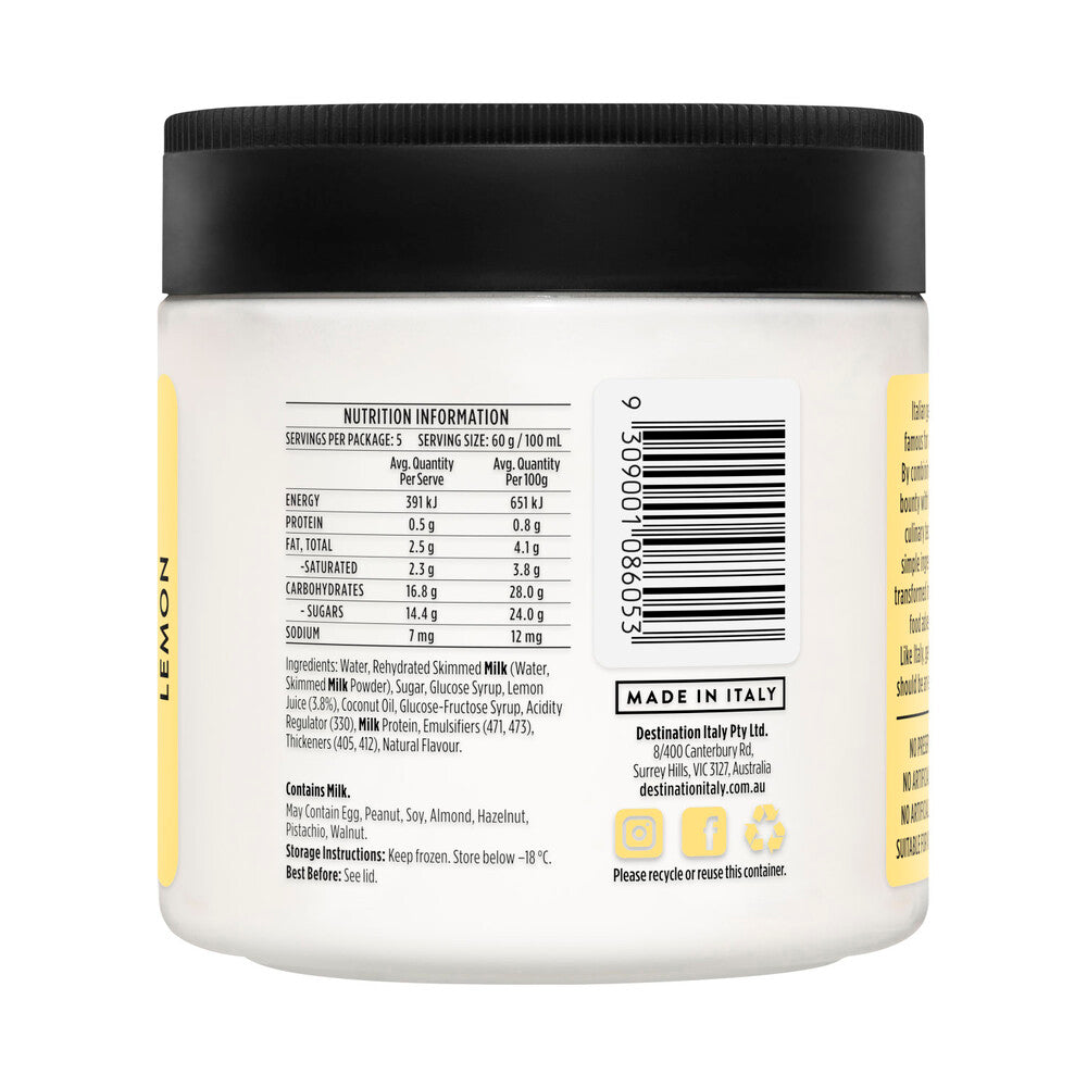 Destination Italy Lemon Gelato Tub - 500mL