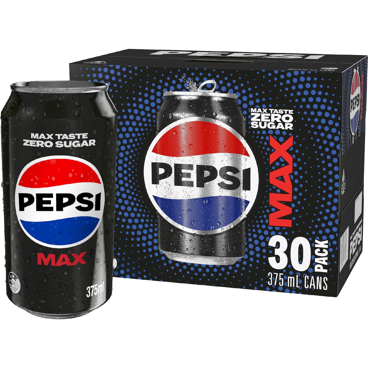 Pepsi Max No Sugar Soft Drink Cans 375ml X 30 Pack